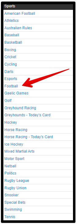 All sports available at the Betfair exchange