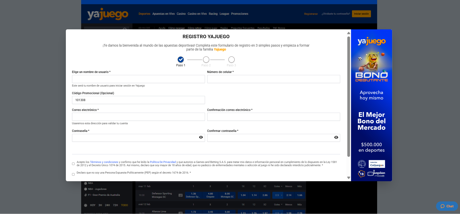 Formulario de registro