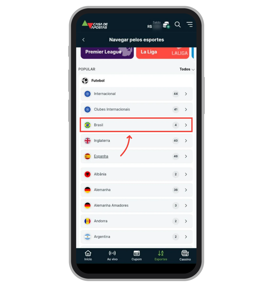 Escolha um dos países 