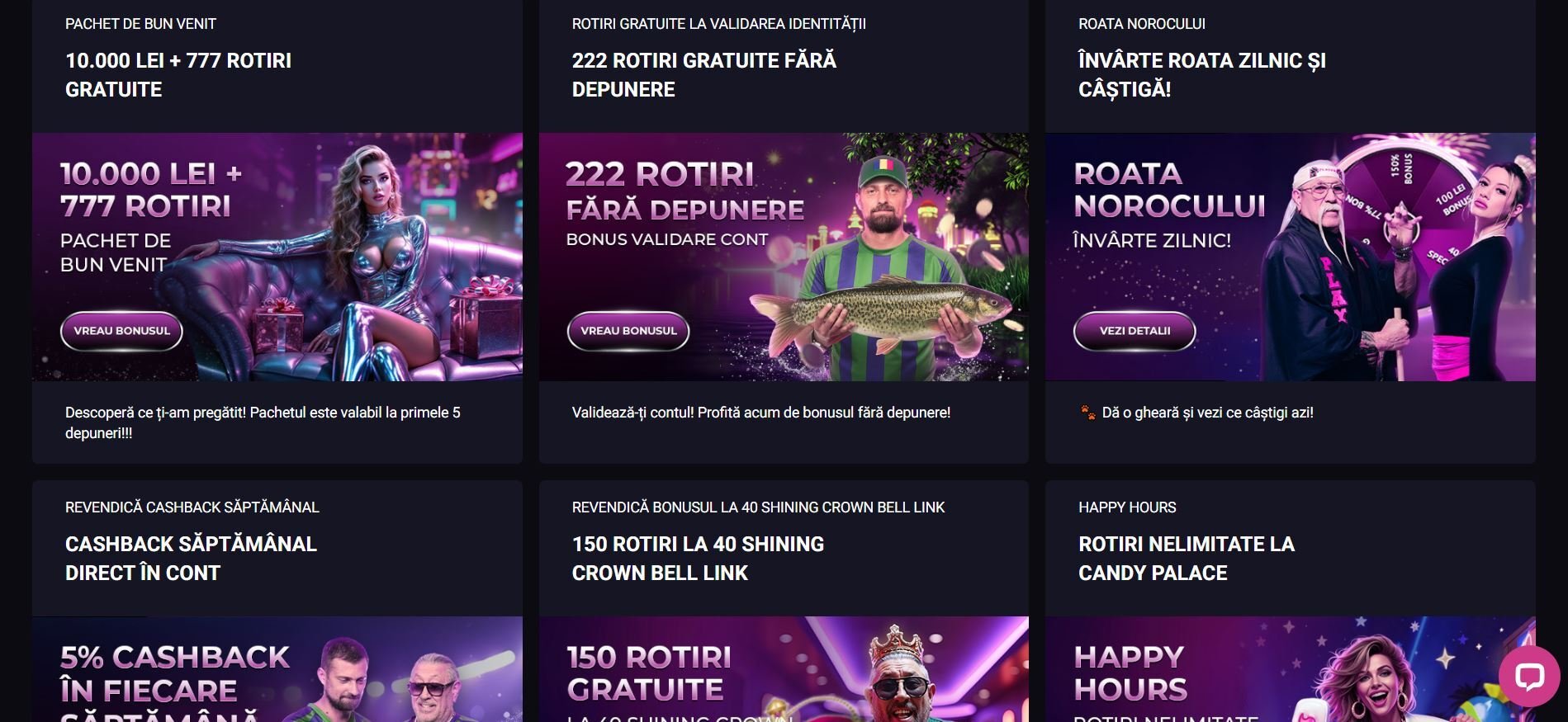 Pagina de bonusuri a Player Casino