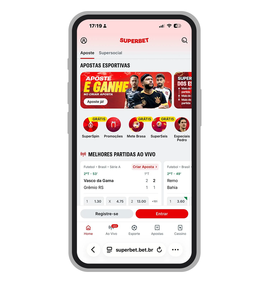 Site mobile da Superbet
