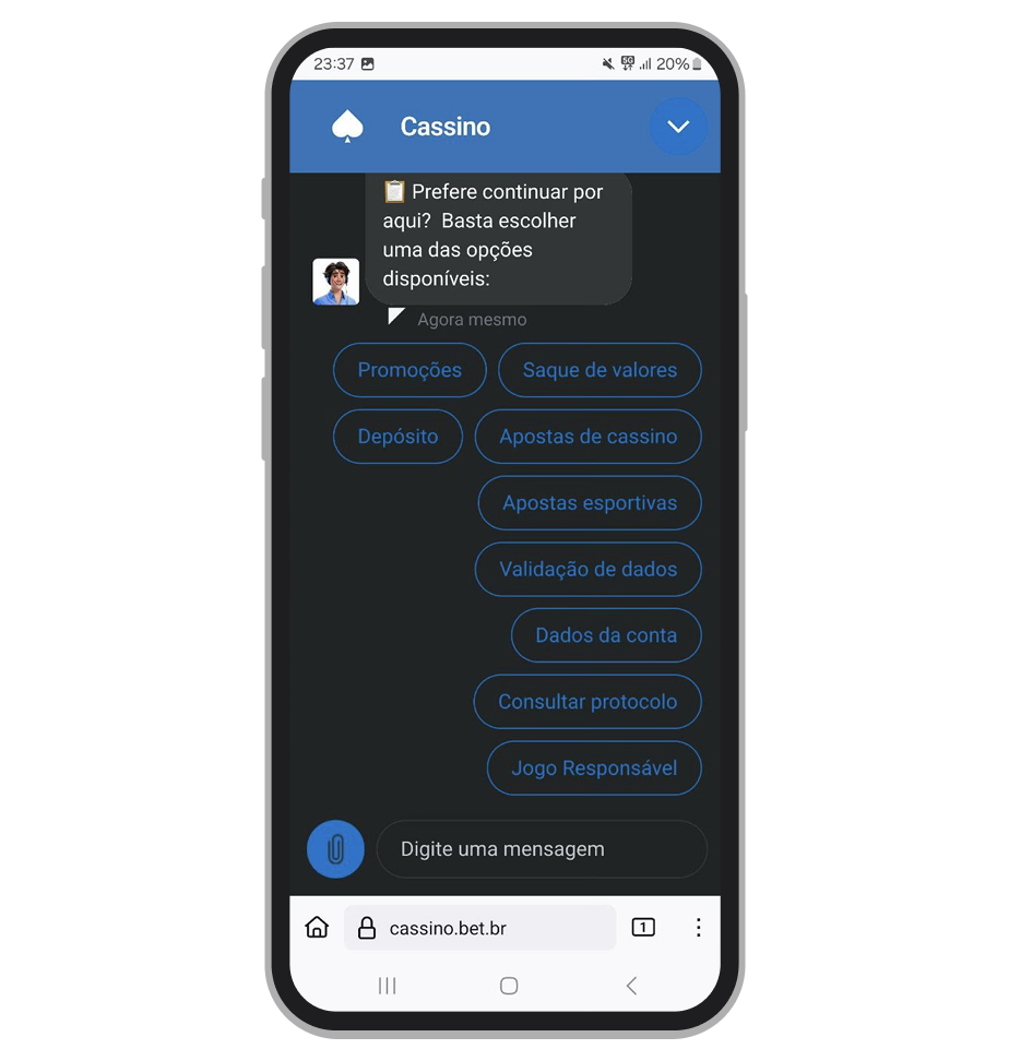 Chat ao vivo na Cassino.bet