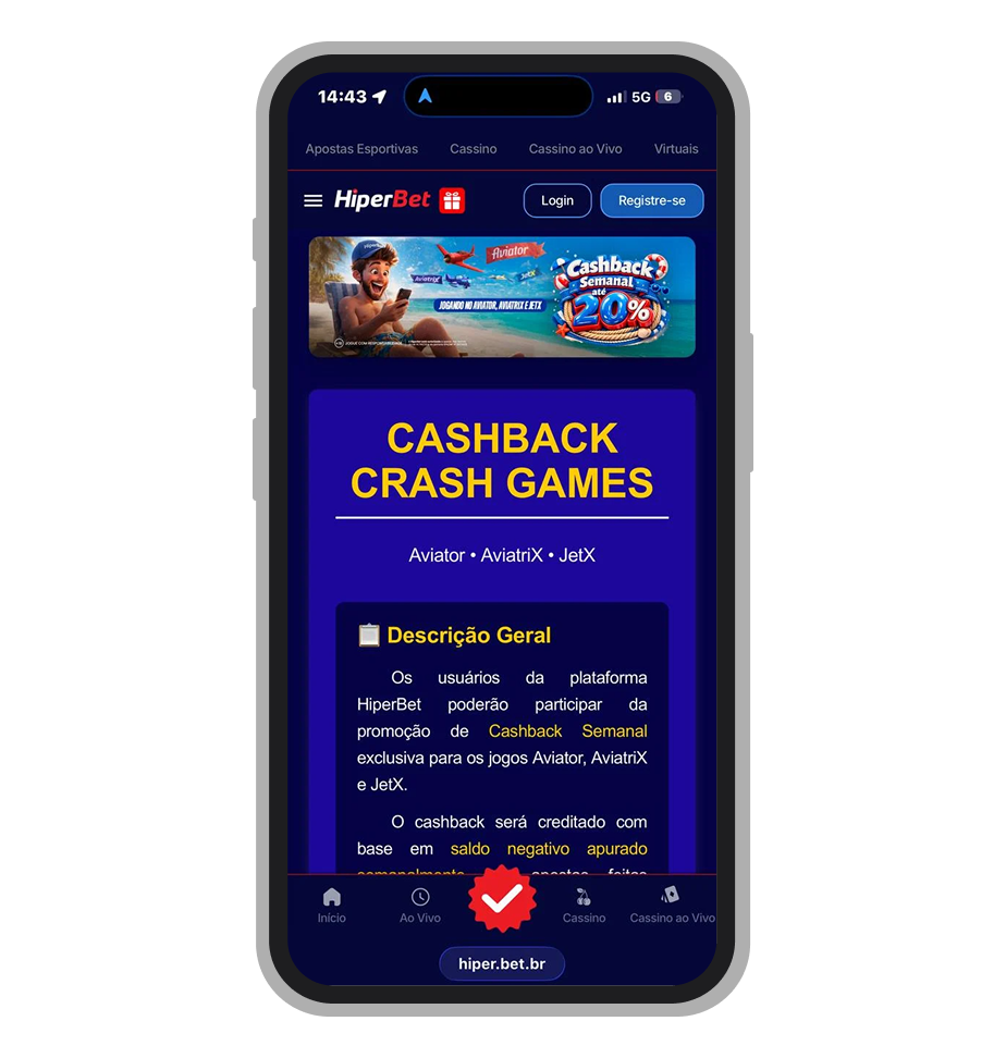 Cashback para Crash Games na Hiperbet