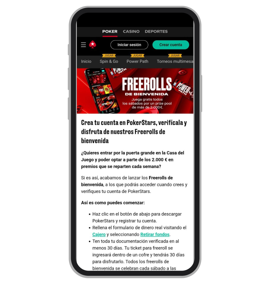 Freerolls de bienvenida