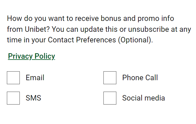 Choose how you receive information about the bonuses