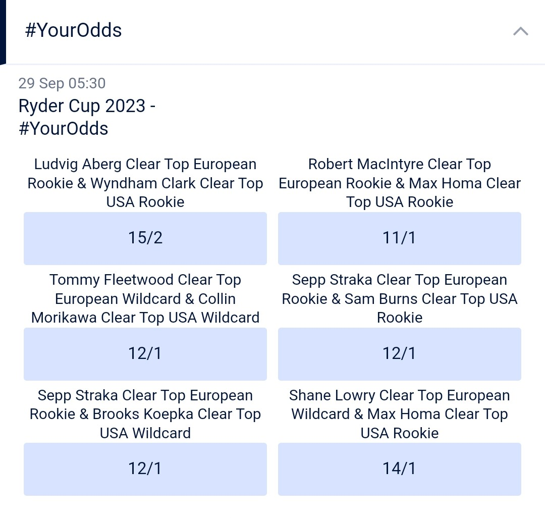 Ryder Cup Bet Builder