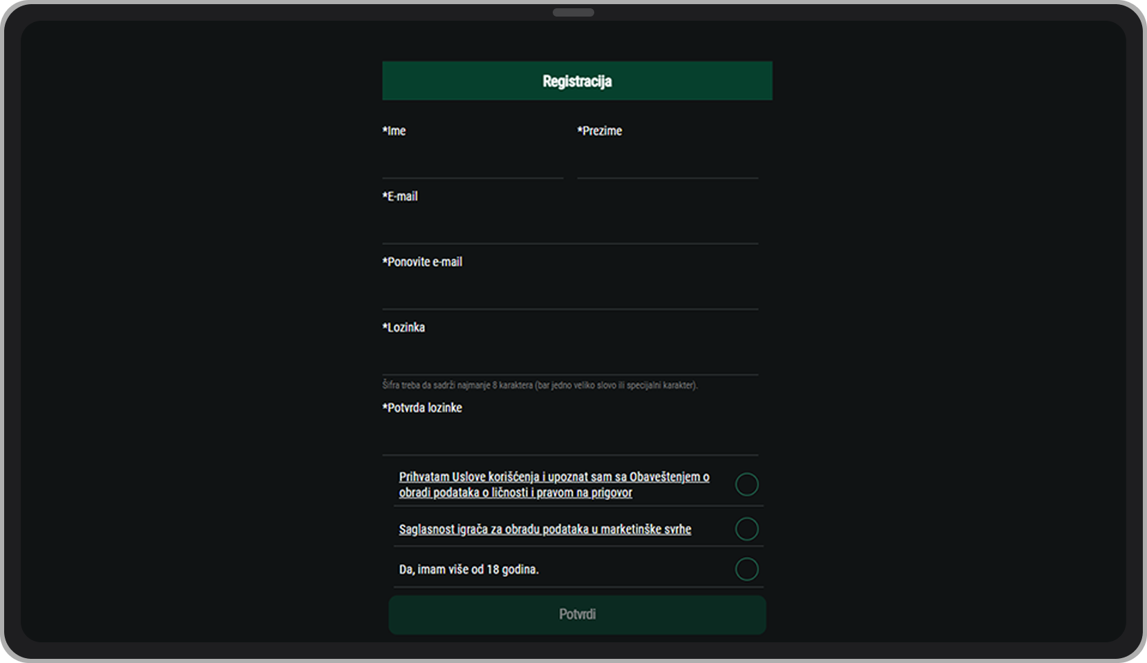 MaxBet registracija putem kompjutera