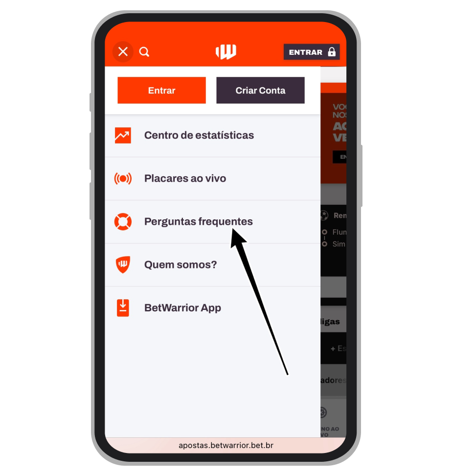Selecione a opção "Perguntas frequentes"