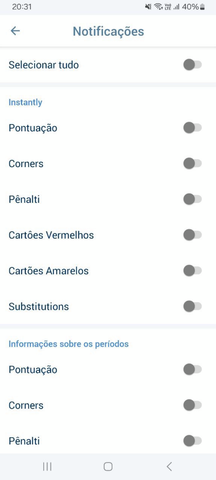 1xBet oferece uma ótima escolha de notificações ao vivo