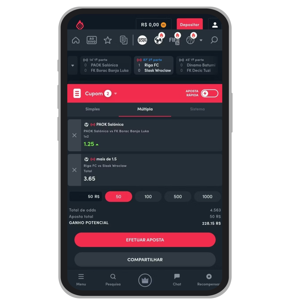 Escolhe uma aposta simples da Blaze ou uma múltipla