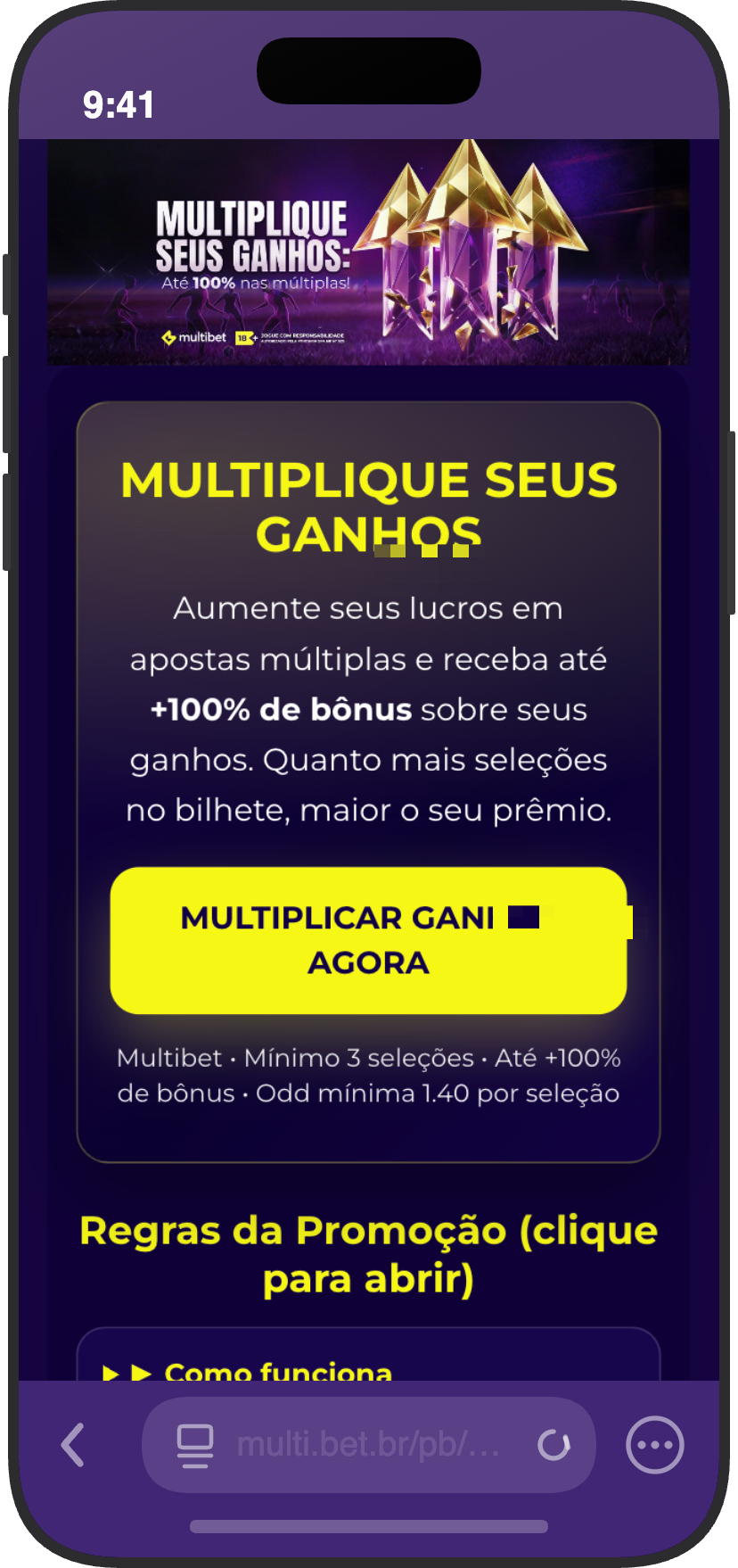 Promoção Múltiplique Seus Ganhos com bônus de até 100% em apostas múltiplas na Multibet