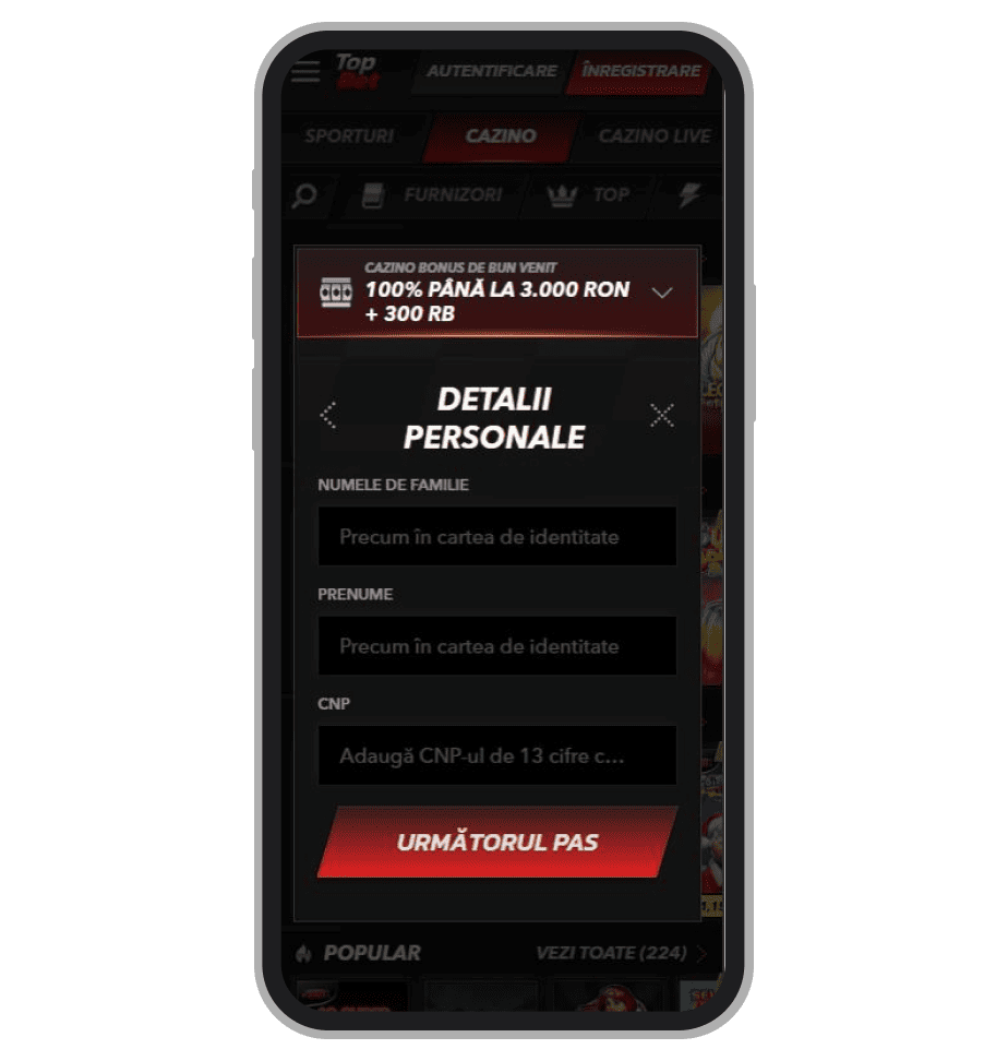 Introducerea datelor personale