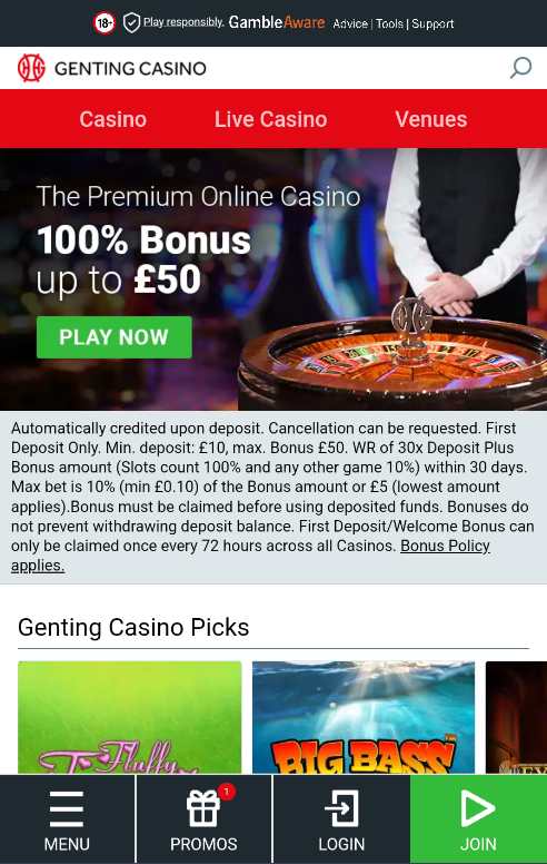 Genting Casino welcome bonus