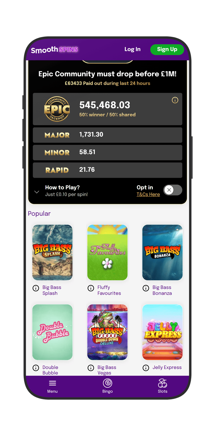 Smooth Spins Casino homepage