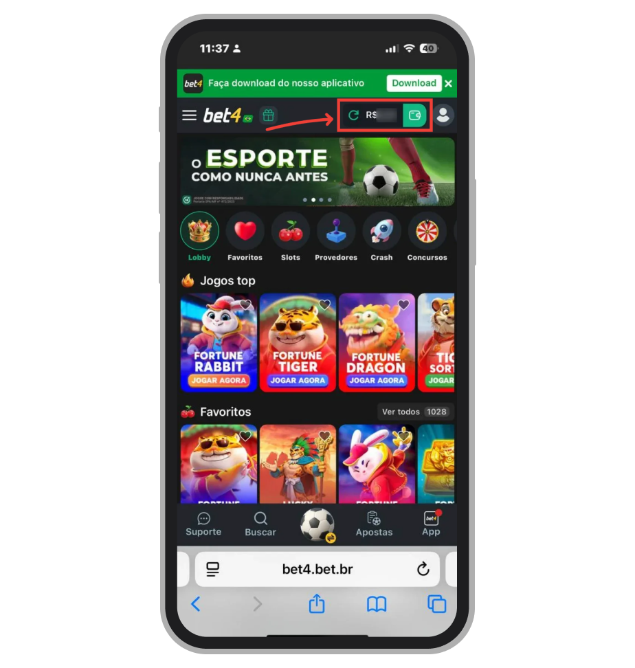 Acesse o menu de conta