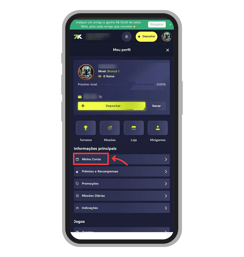 Acesse “Minha Conta” 