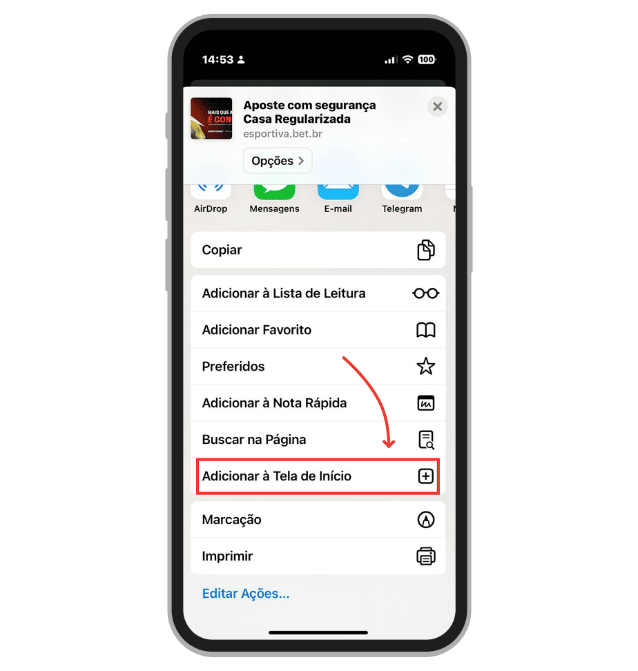 “Adicionar à Tela de Início” (Safari)