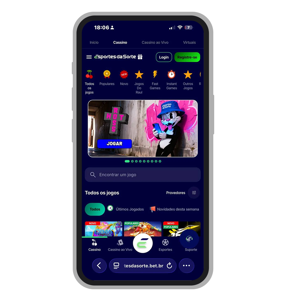 Cassino online da Esportes da Sorte é um dos mais diversificados do setor