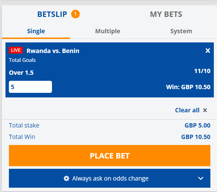 View the betslip