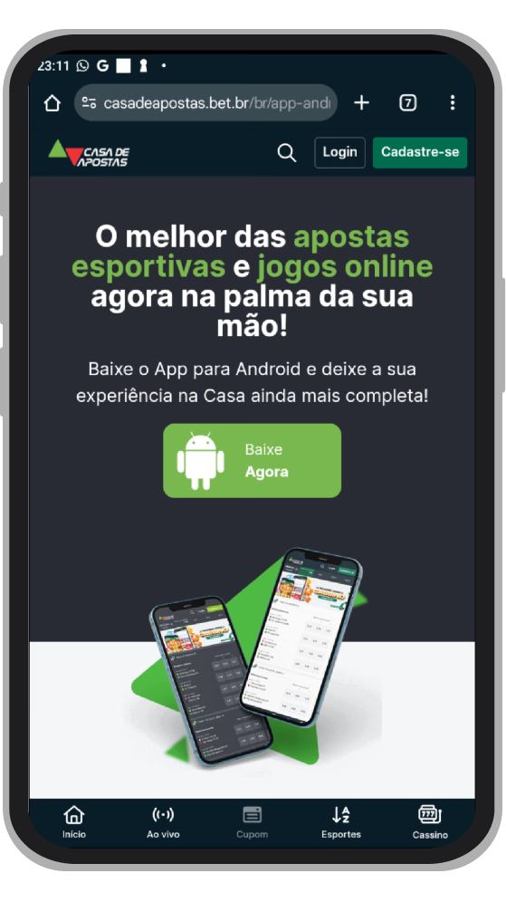 A página do app 