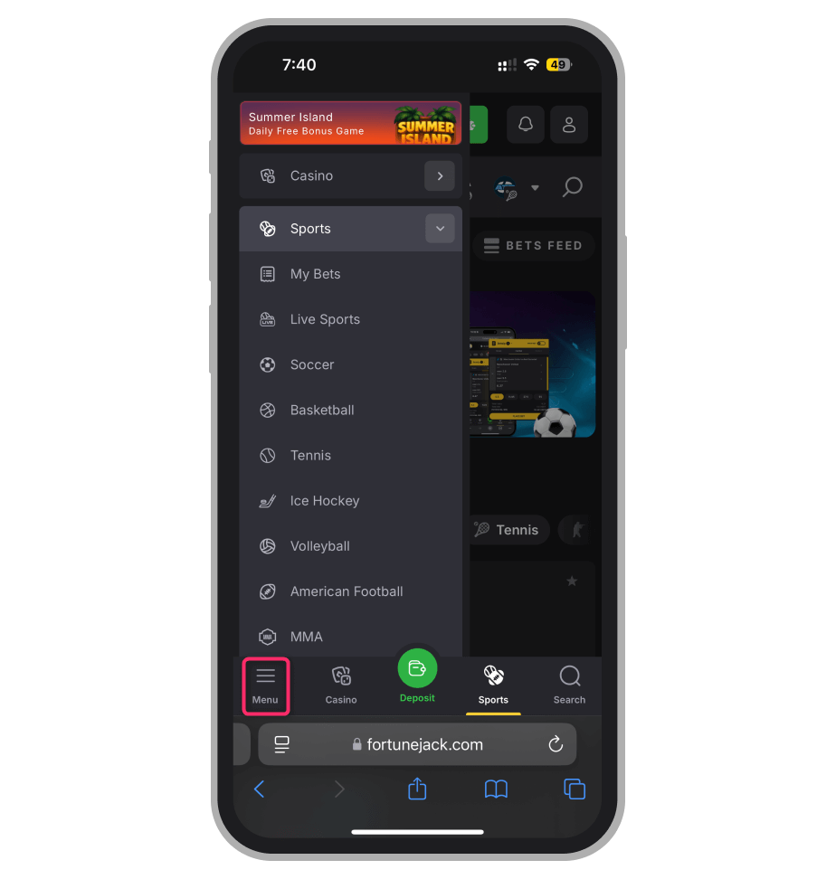 Доступные виды спорта