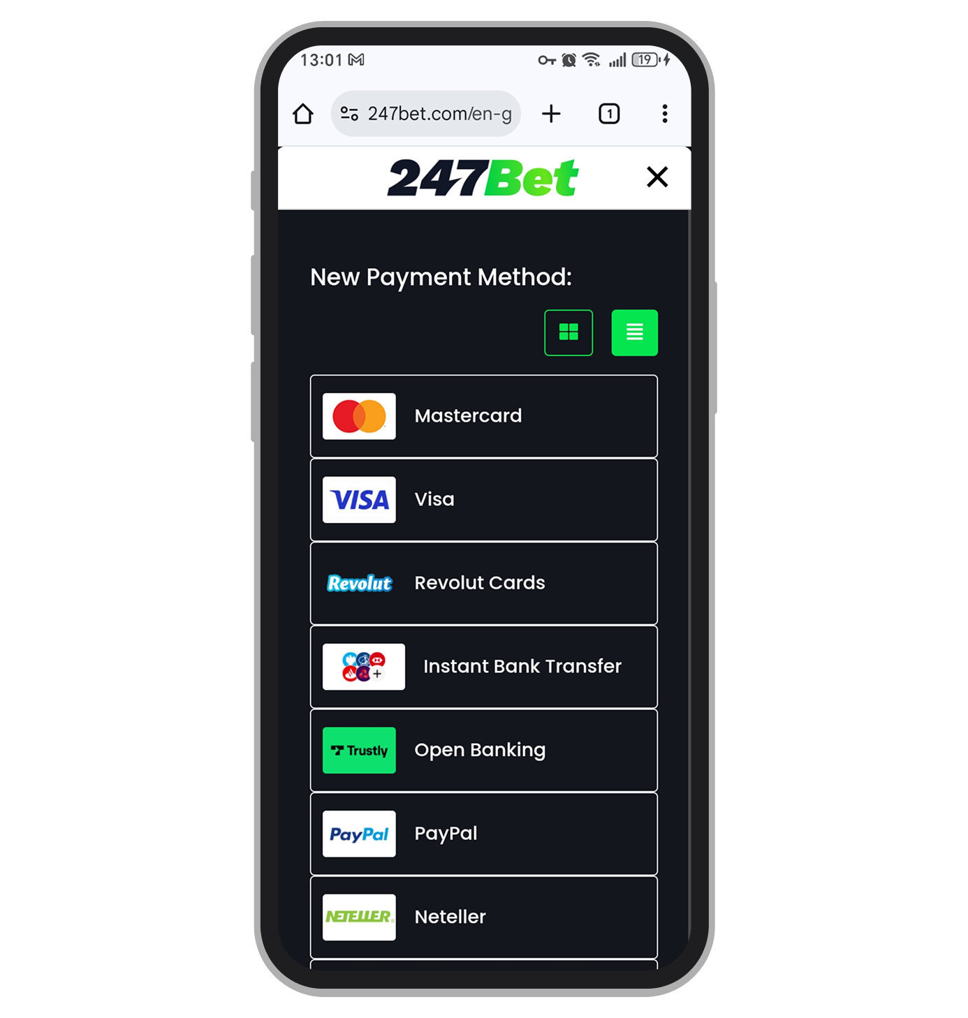 Choose payment method