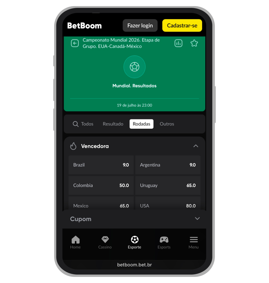 Apostas de longo prazo Mundial 2026 na BetBoom