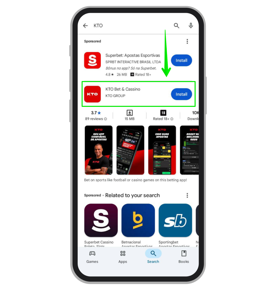 Busque o app da KTO na Google Play 