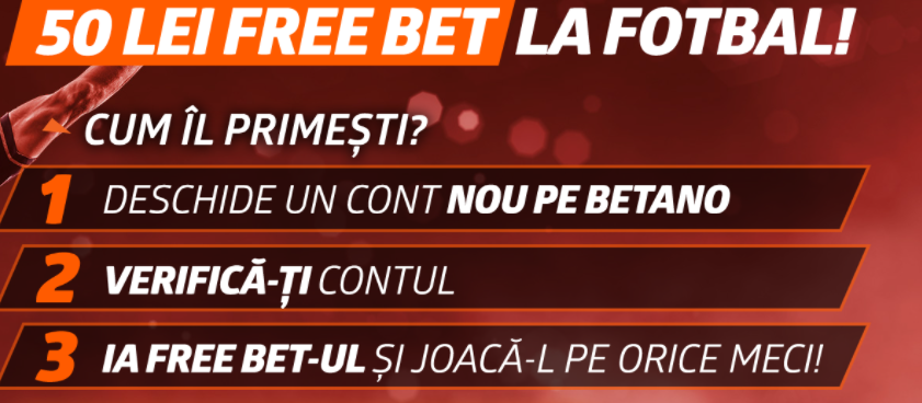 Ai free bet de 50 de lei la Betano pana pe 10 august!