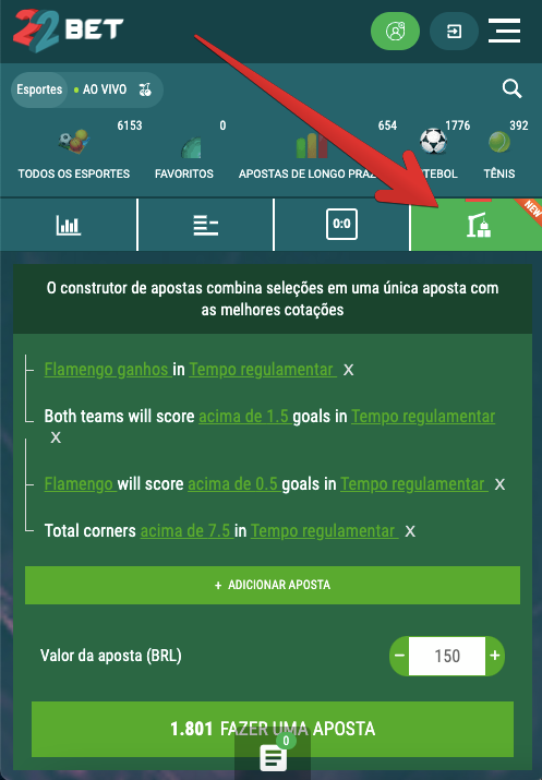 Você pode optar por usar o ‘Construtor de apostas’