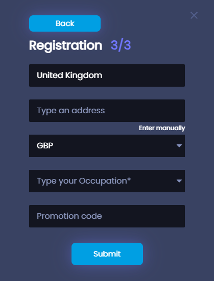 BetMorph registration page 3
