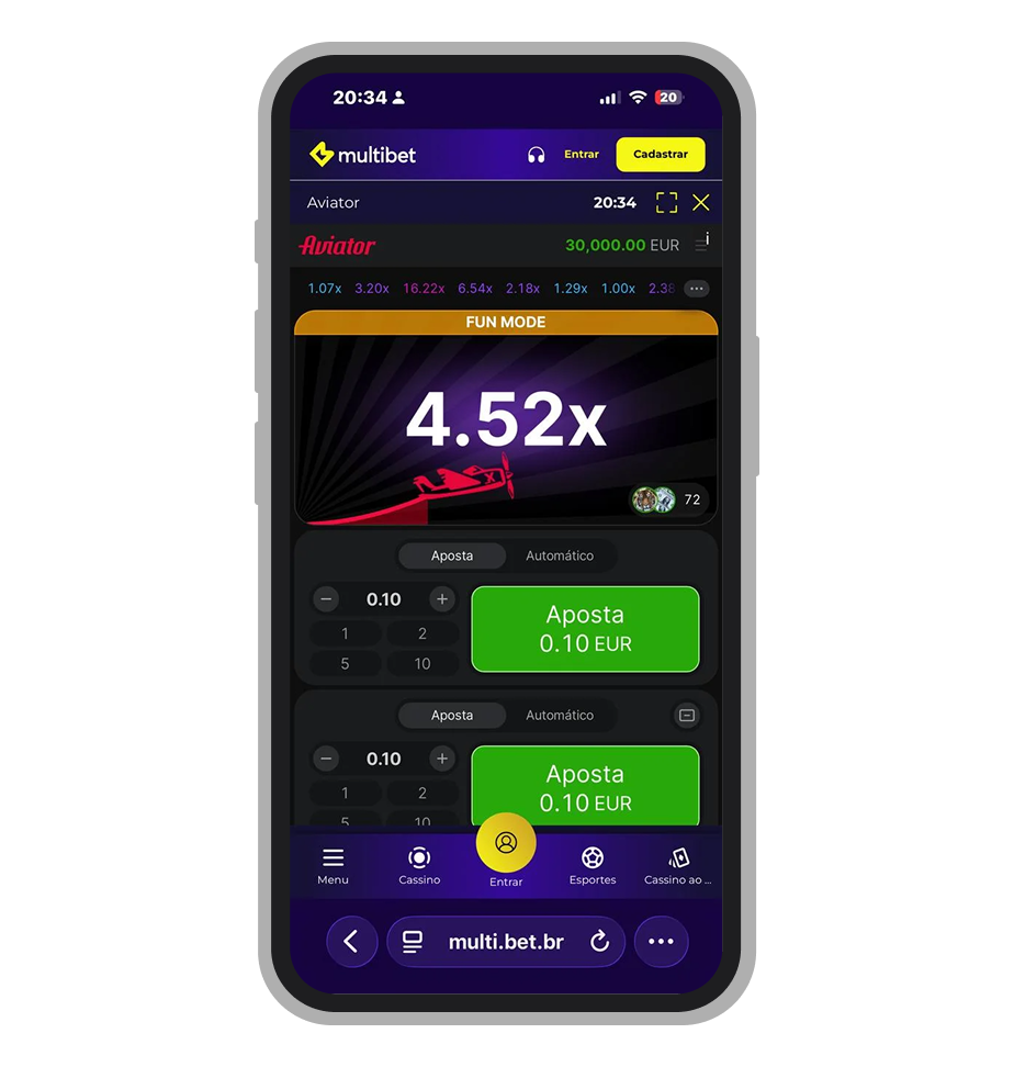 Aviator na Multibet com opção de modo demo disponível
