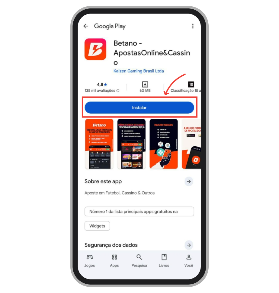 Toque no botão "Instalar" 