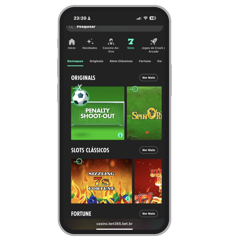 Caça-níqueis disponíveis no site da Bet365