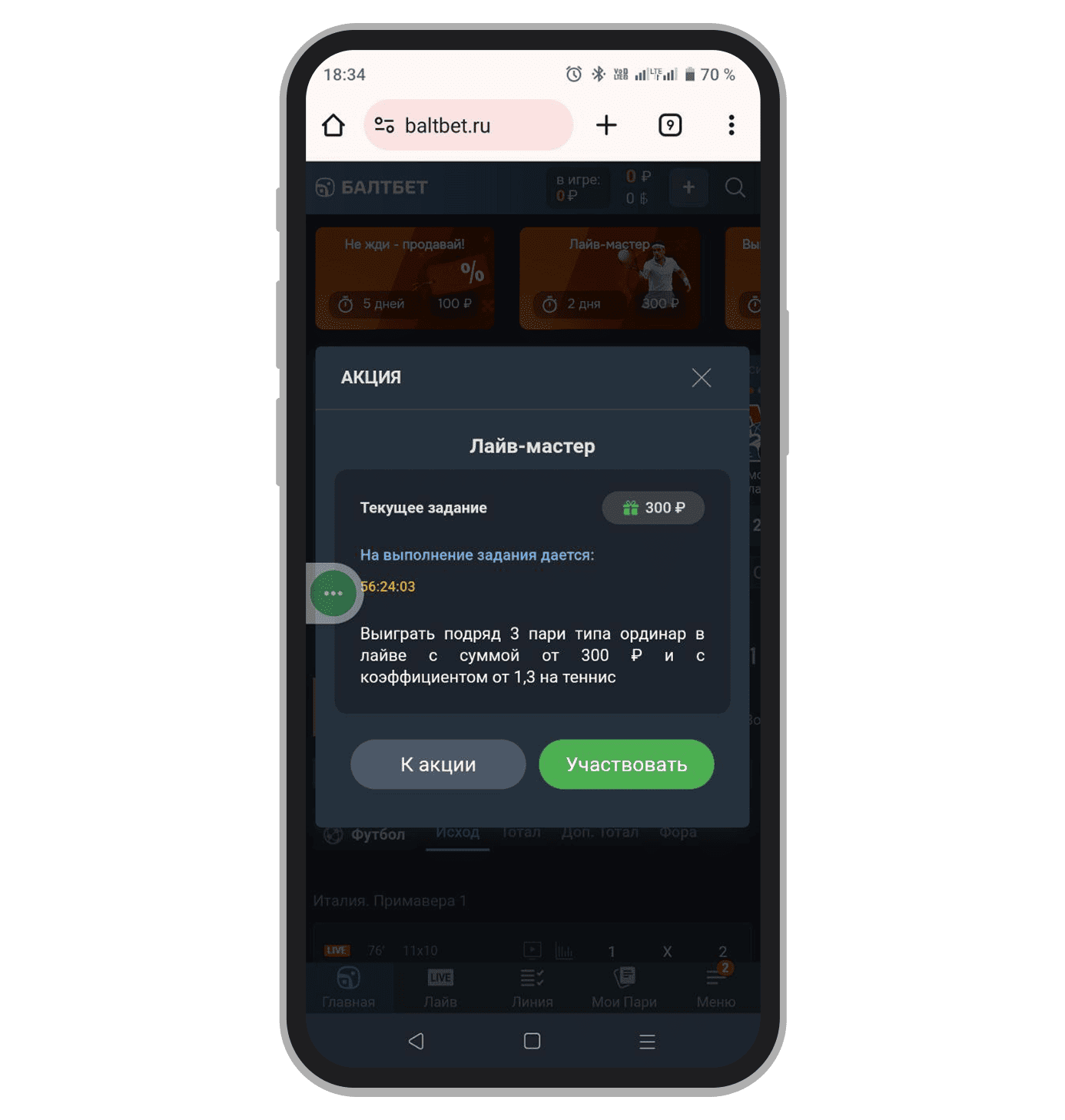 Ознакомление с условиями и подтверждение участия
