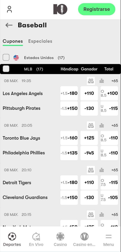 Apuestas en baseball