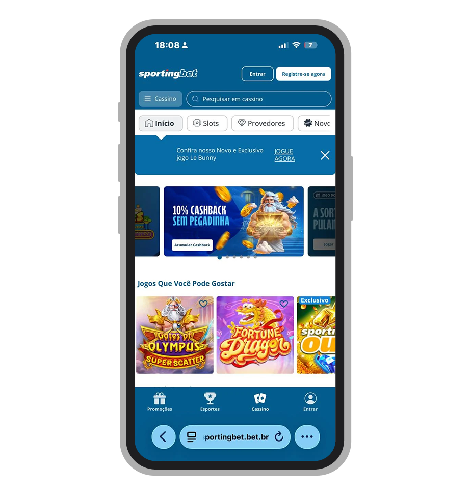 A página inicial do Sportingbet cassino Brasil