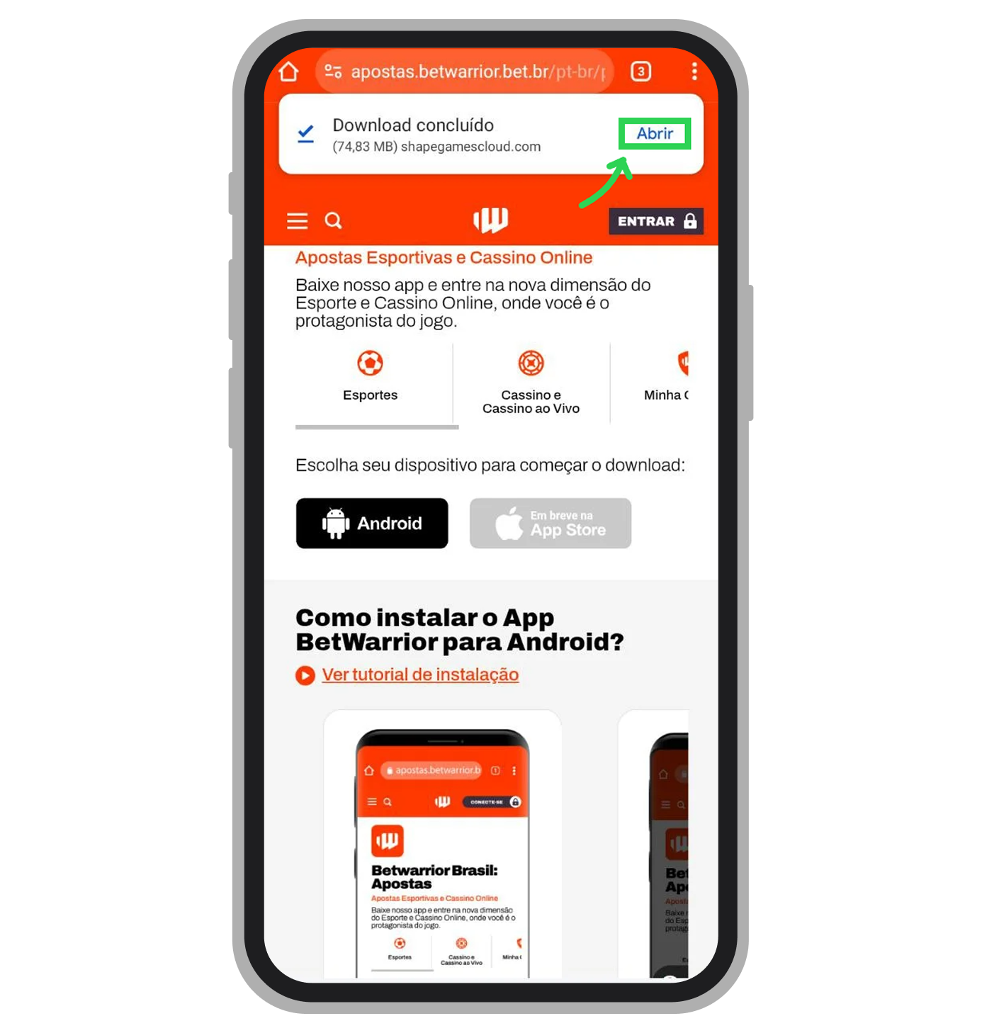 O ícone do aplicativo aparece na tela inicial, garantindo acesso rápido e funcionalidade nativa completa 