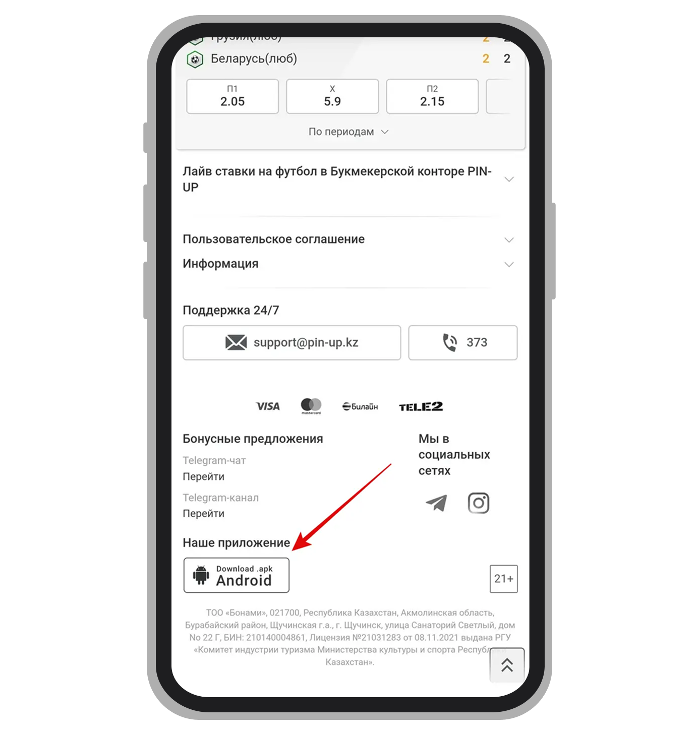 «Пин ап» скачать APK