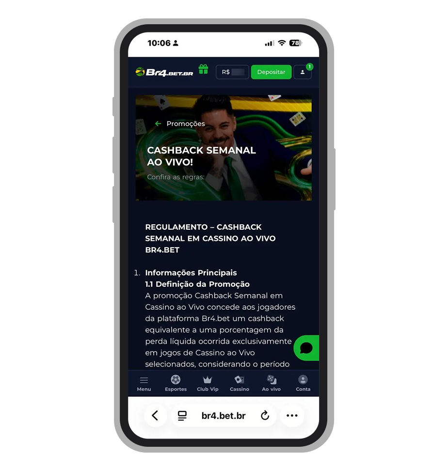 Promoção Cashback Semanal Ao Vivo da Br4Bet com inclusão de Aviator e cassino ao vivo