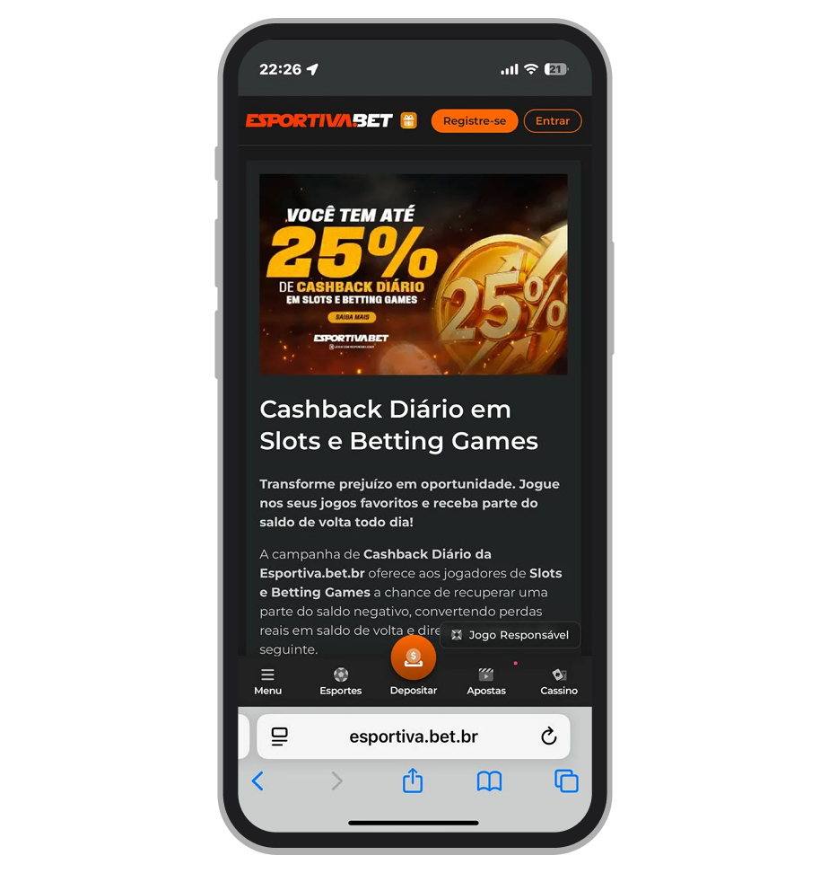 Cashback 25% da Esportiva.bet