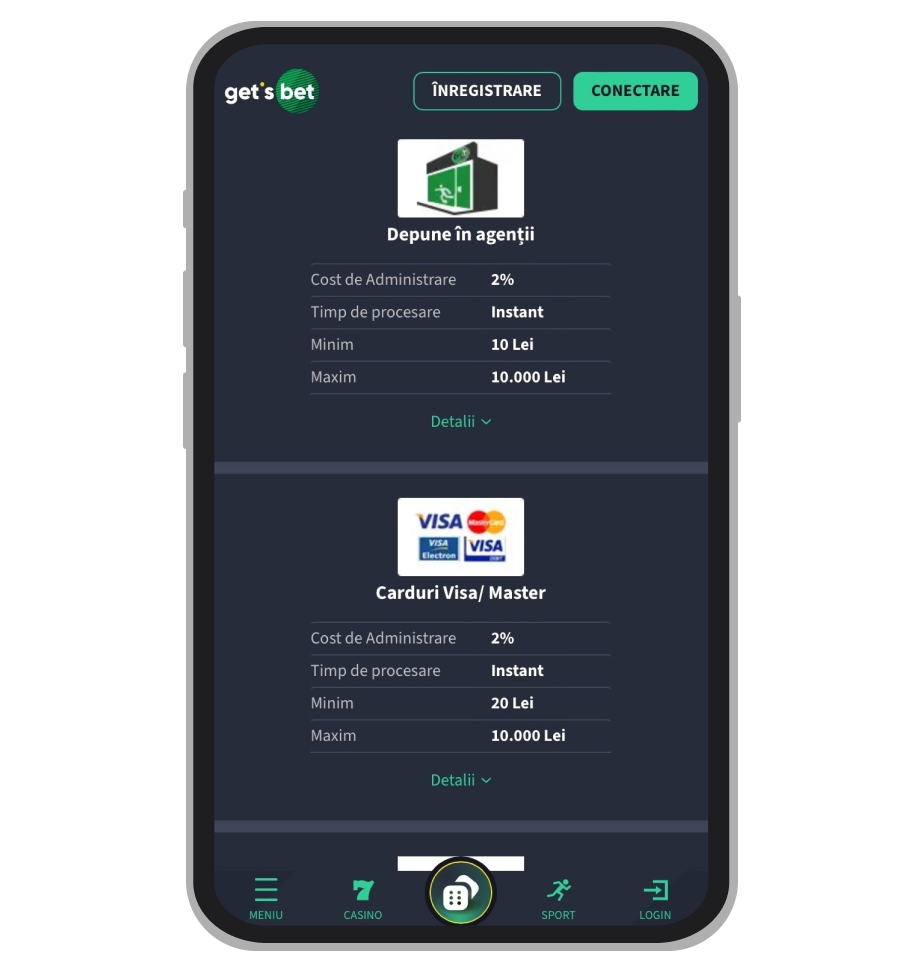 Metode de plată la Getsbet