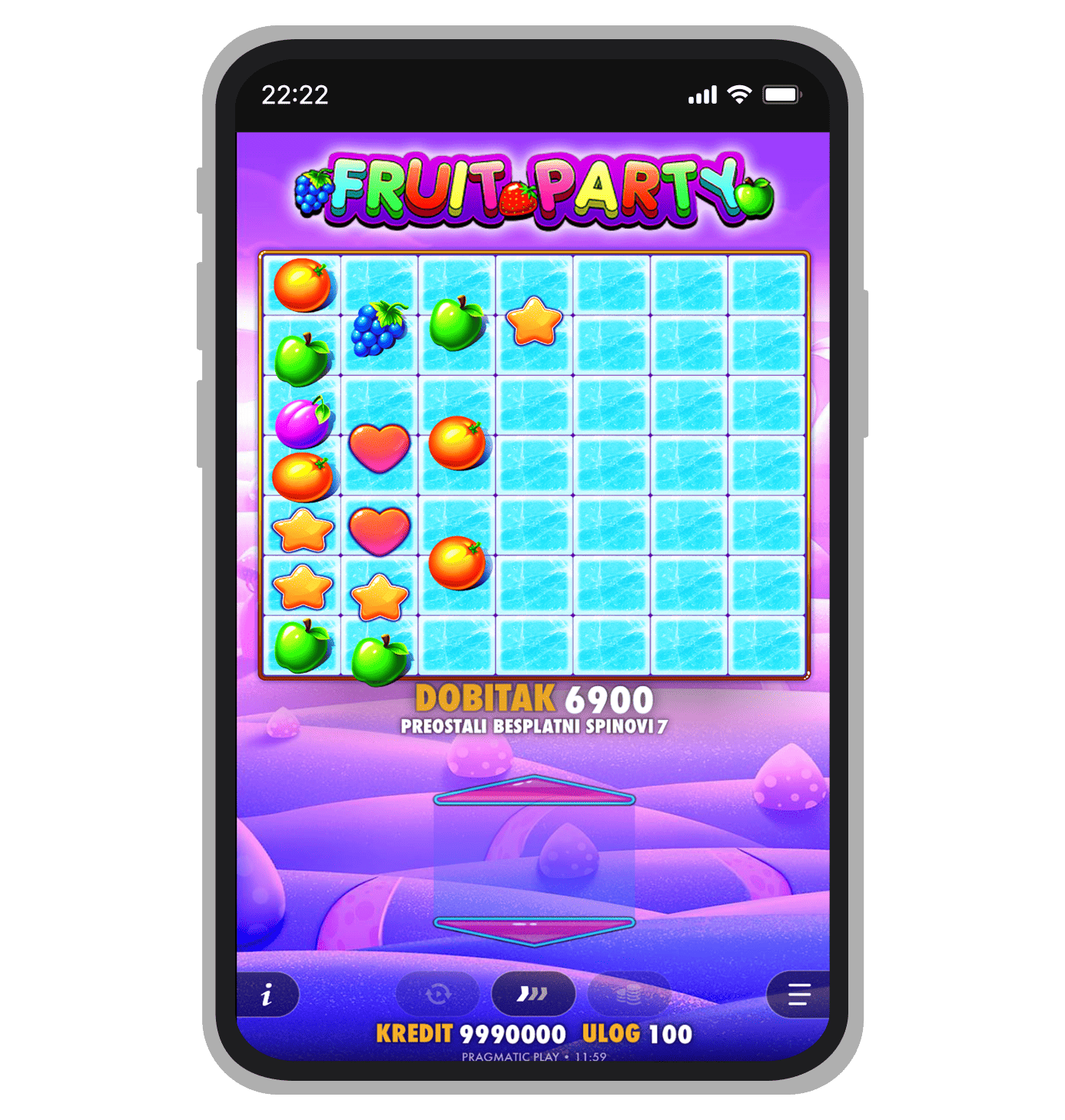 Režim Free Spins u Fruit Party