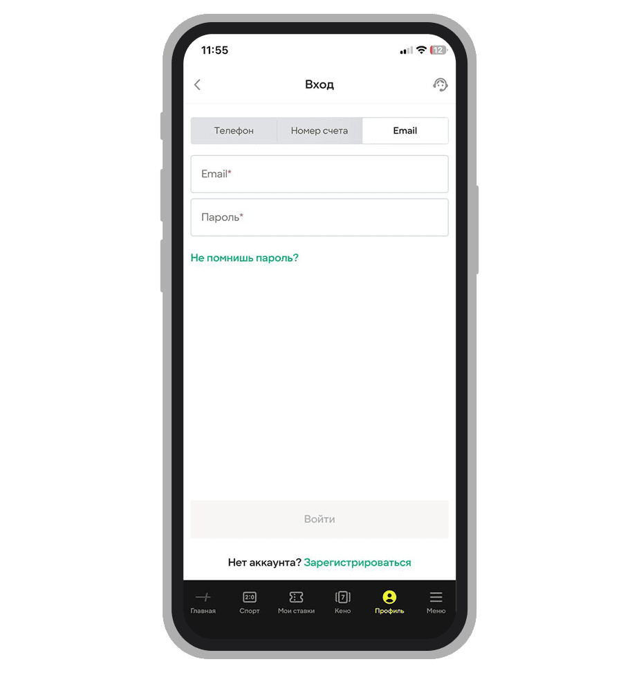 Вход с помощью email