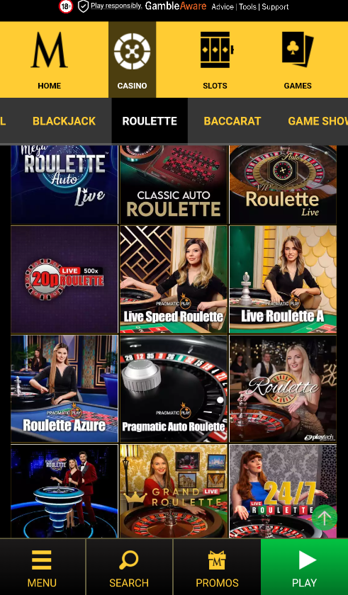 Roulette in Mega Casino