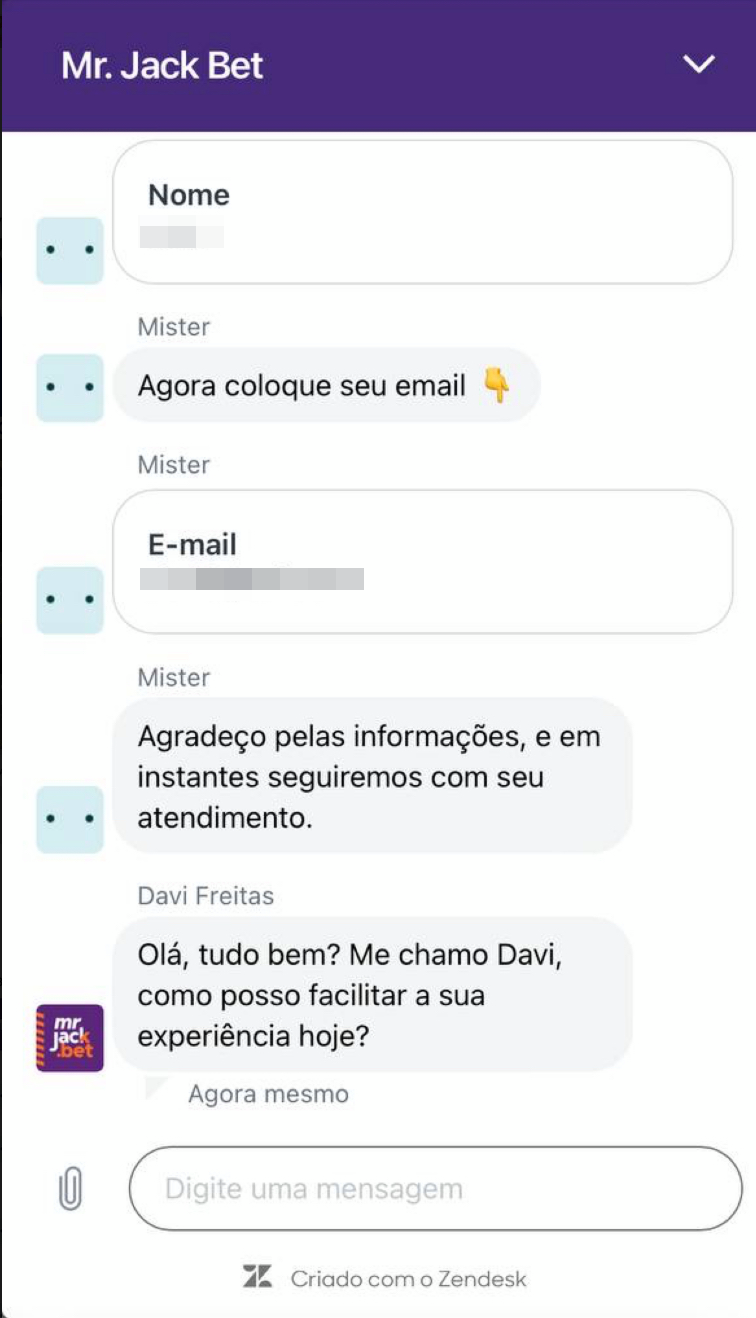 Informe nome, e-mail e aguarde a resposta de atentende