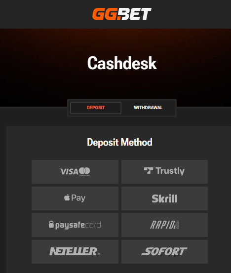 GGBET deposit options