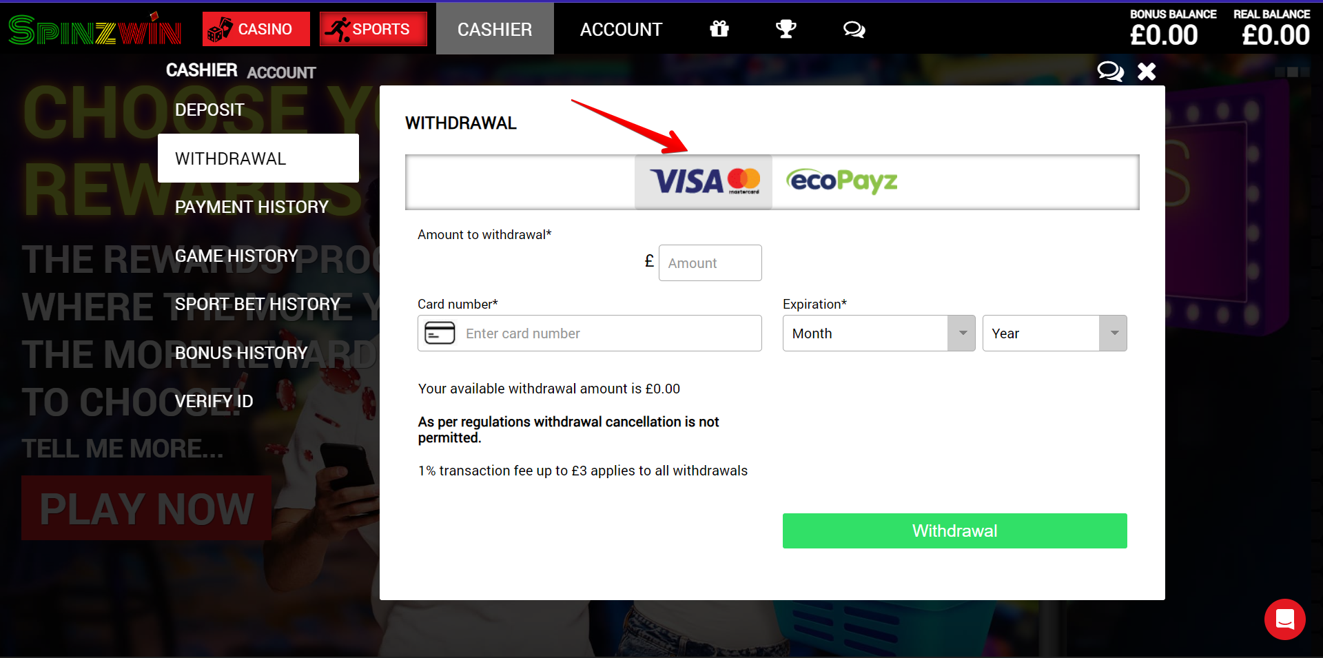 Select a payment option