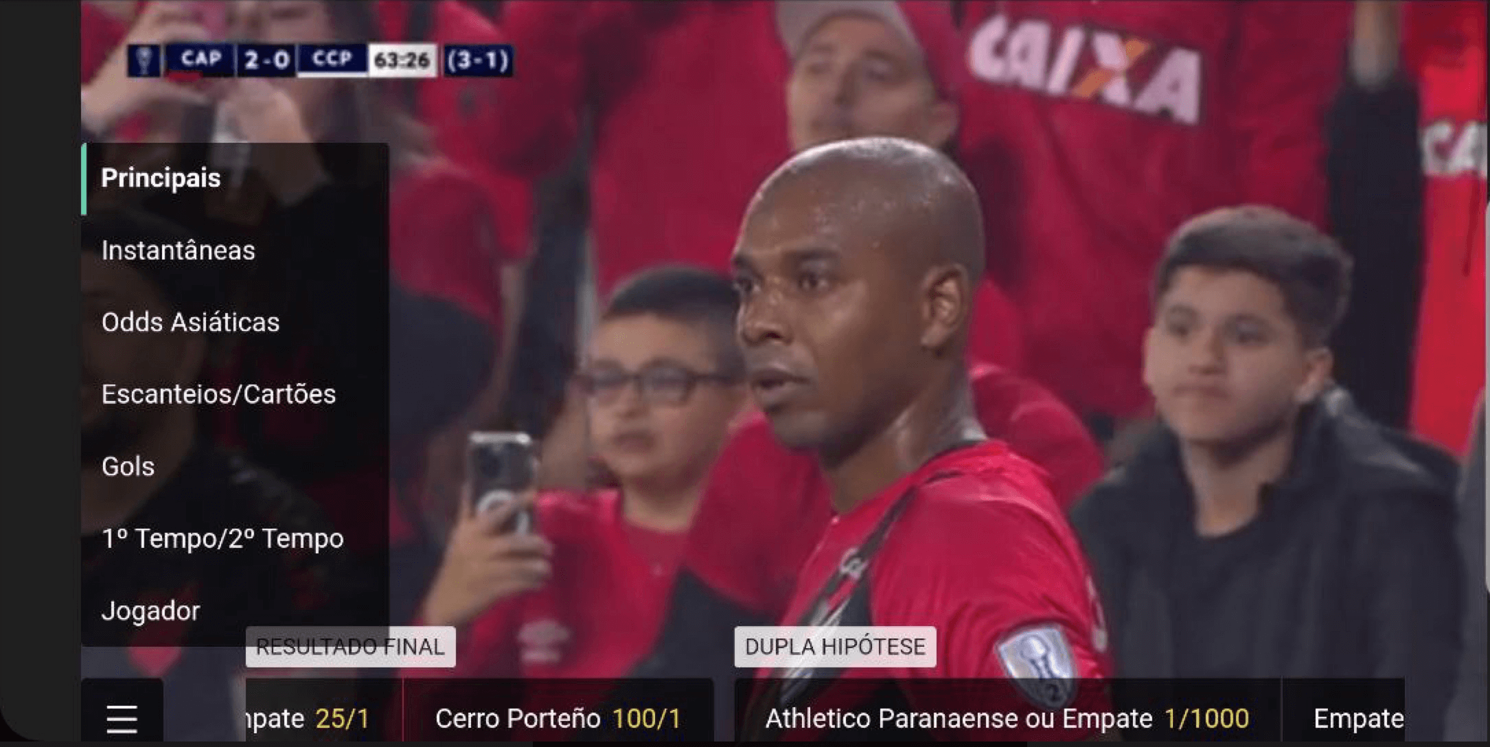 A transmissão ao vivo no aplicativo