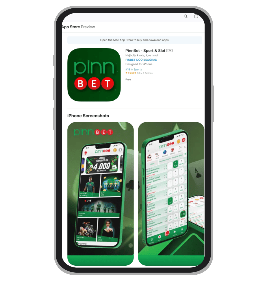 PinnBet iOS aplikacija na App Store